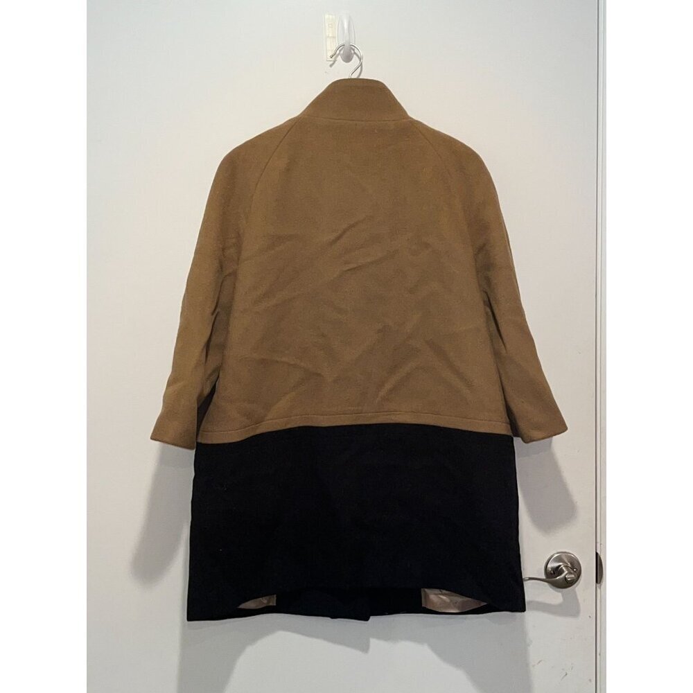 COACH Wool Angora two tones Coat Black Beige logo buttons sz Medium - Picture 5 of 9